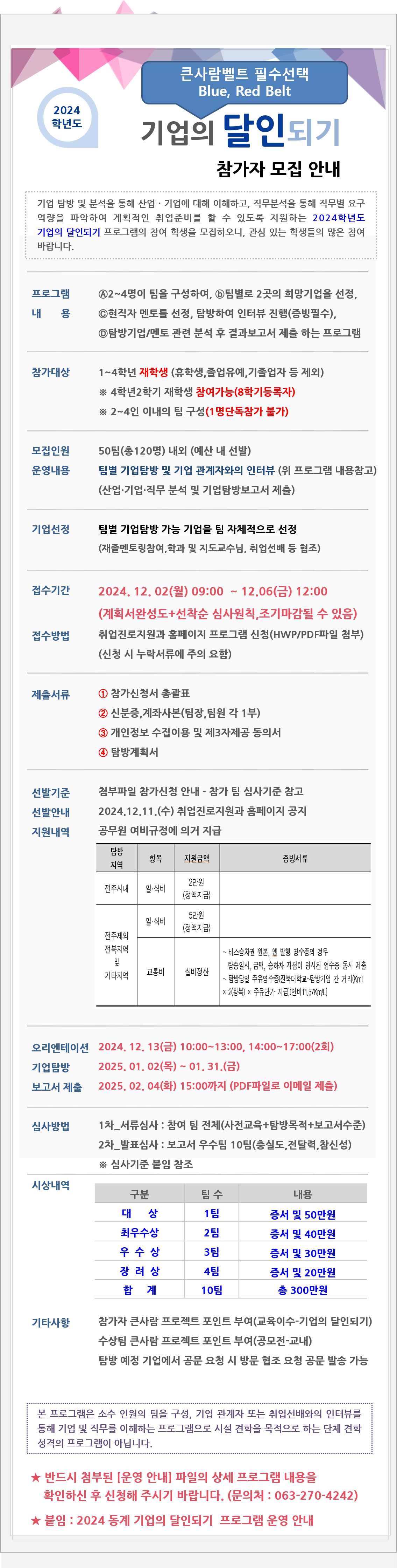 [BLUE,RED BELT 필수선택] 2024 동계 기업의 달인되기 프로그램 참가자 모집